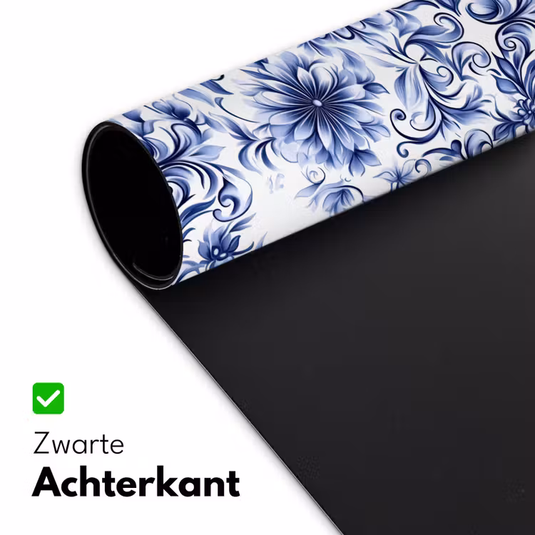 Bloemen - Blauw - Patroon - Wit Muismat XXL klein 681 -sfeer2