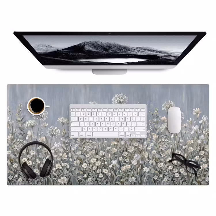Bloemen - Botanisch - Blauw Muismat XXL klein -3d