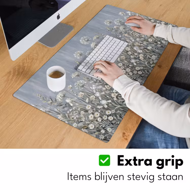 Bloemen - Botanisch - Blauw Muismat XXL klein -sfeer3