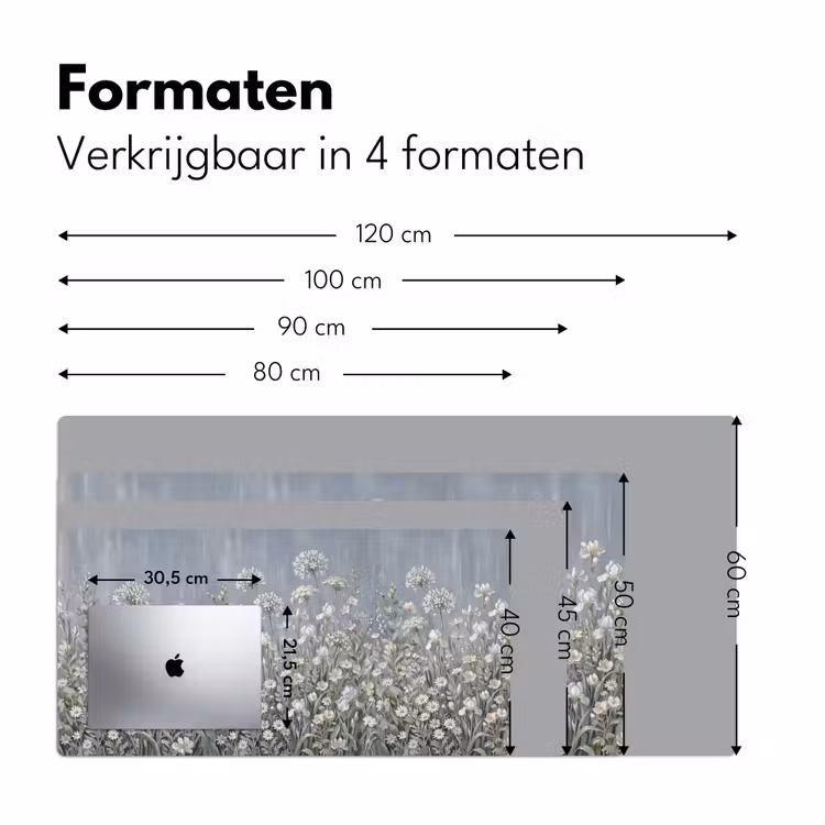 Bloemen - Botanisch - Blauw Muismat XXL klein -sfeer5