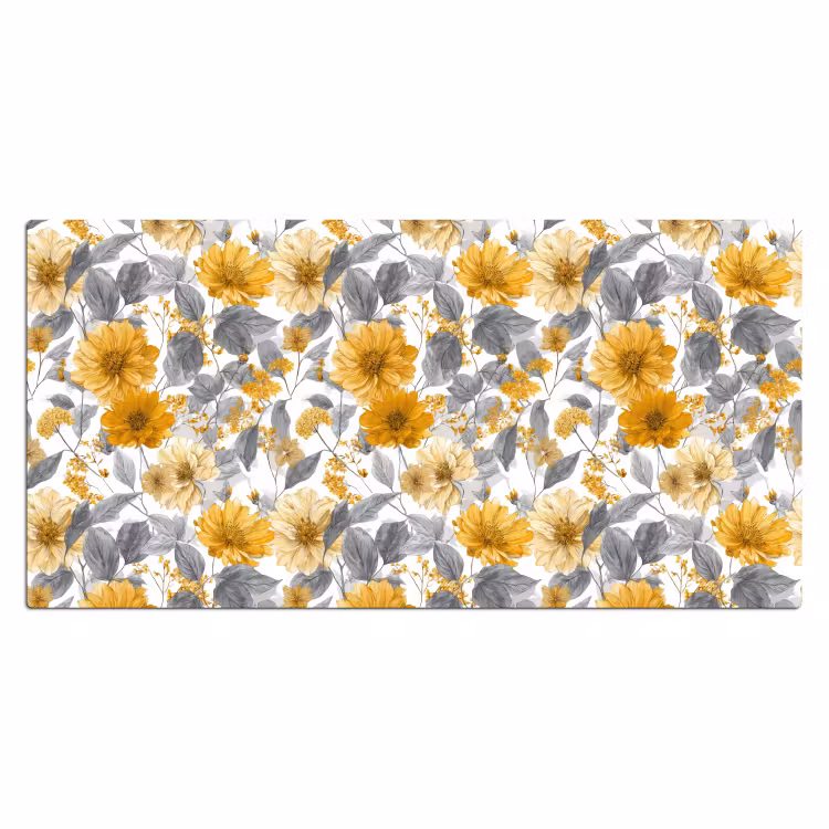 Bloemen - Botanisch - Elegant - Okergeel - Grijs Muismat XXL klein 681 -3d_leeg