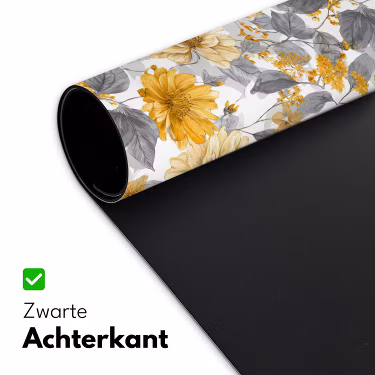 Bloemen - Botanisch - Elegant - Okergeel - Grijs Muismat XXL klein 681 -sfeer2