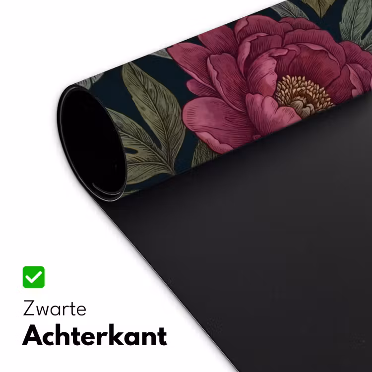 Bloemen - Botanisch - Illustratie - Donker - Vintage Muismat XXL klein -sfeer2