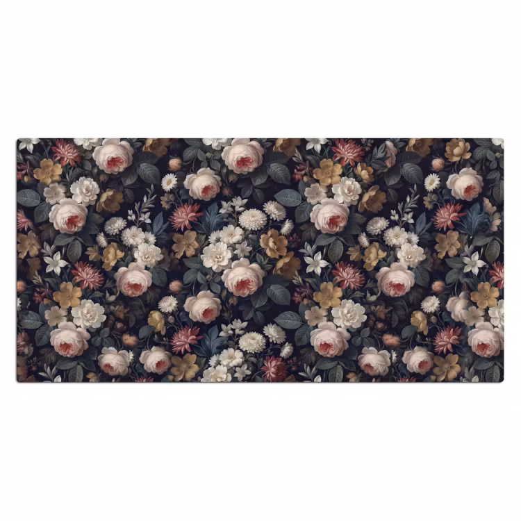 Bloemen - Boeket - Botanisch - Vintage - Donkere achtergrond Muismat XXL klein -3d_leeg