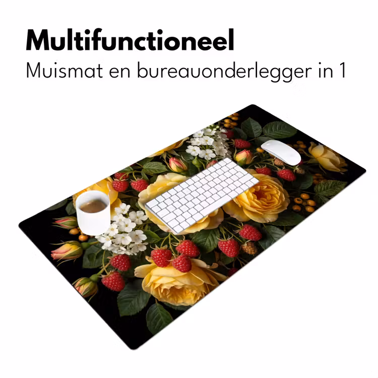 Bloemen - Boeket - Natuur - Klassiek - Geel Muismat XXL klein -sfeer4