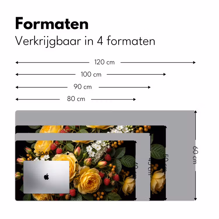 Bloemen - Boeket - Natuur - Klassiek - Geel Muismat XXL klein -sfeer5