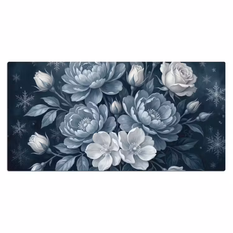 Bloemen - Boeket - Winter - Abstract - Blauw Muismat XXL klein -3d_leeg