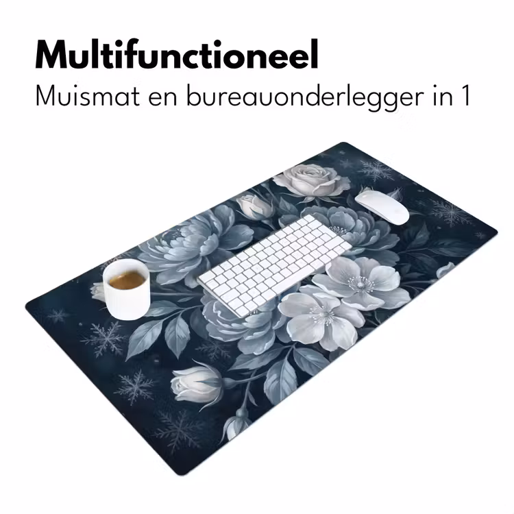 Bloemen - Boeket - Winter - Abstract - Blauw Muismat XXL klein -sfeer4