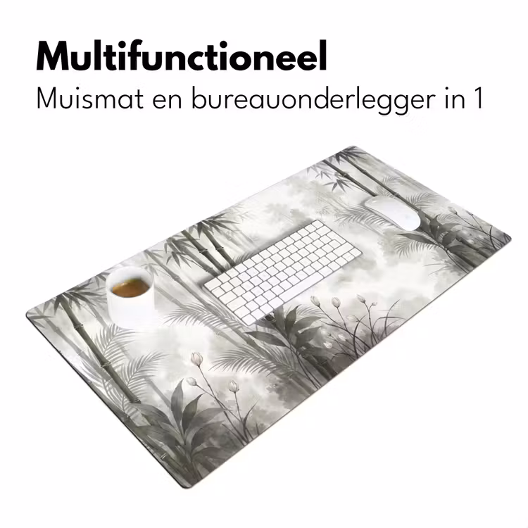 Bloemen - Knop - Tuin - Illustratie - Wit Muismat XXL klein -sfeer4