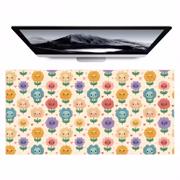 Bloemen - Hartjes - Kleurrijk Muismat XXL klein 681 -zzz3d