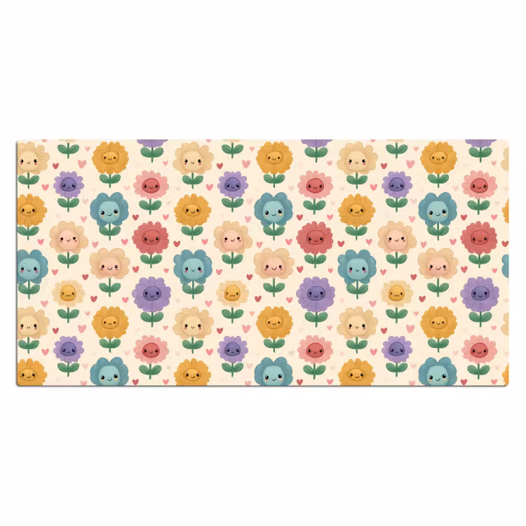 Bloemen - Hartjes - Kleurrijk Muismat XXL klein 681 -3d_leeg