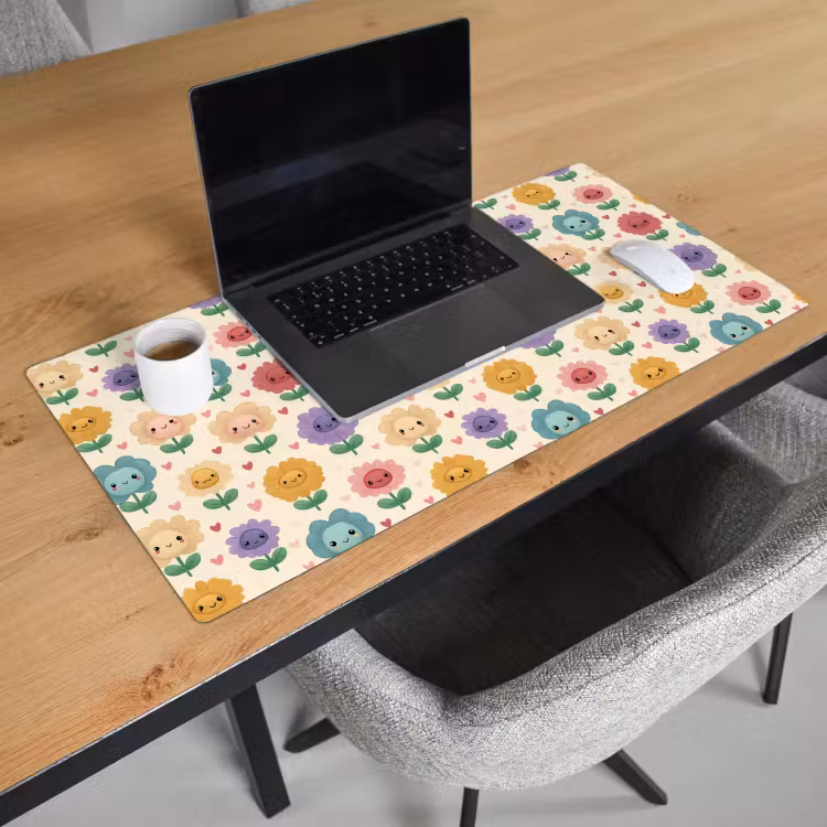 Bloemen - Hartjes - Kleurrijk Muismat XXL klein 681 -sfeer1