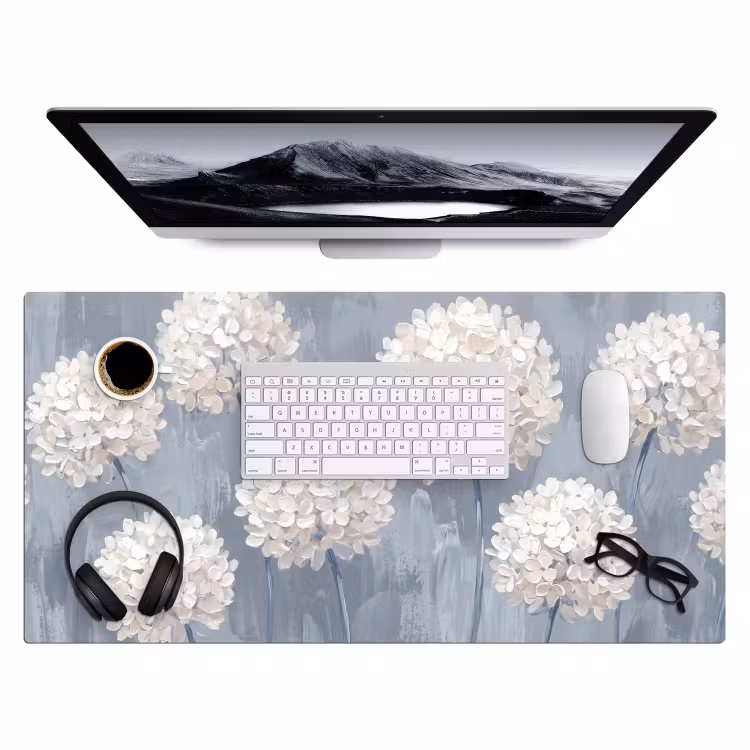 Bloemen - Illustratie - Blauw Muismat XXL klein -3d