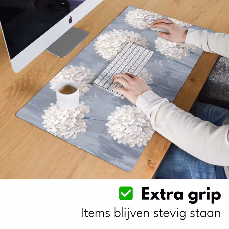 Bloemen - Illustratie - Blauw Muismat XXL klein -sfeer3