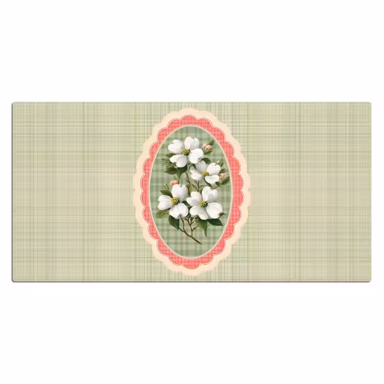 Bloemen - Illustratie - Geruit - Groen Muismat XXL klein -3d_leeg
