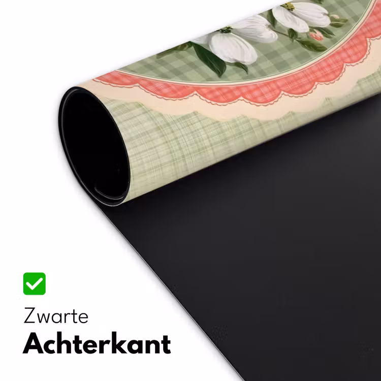Bloemen - Illustratie - Geruit - Groen Muismat XXL klein -sfeer2