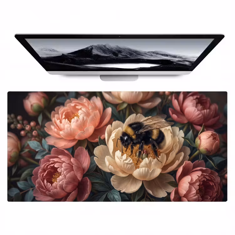 Bloemen - Insect - Natuur - Roze Muismat XXL klein -zzz3d