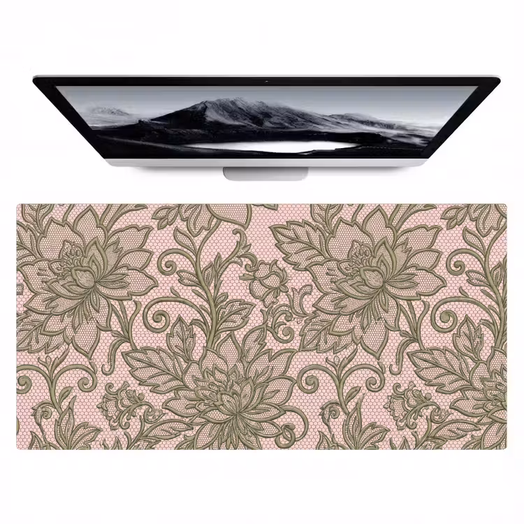 Bloemen - Kant - Patroon - Klassiek - Groen Muismat XXL klein -zzz3d