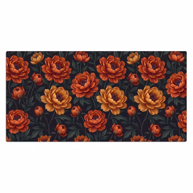 Bloemen - Bladeren - Natuur - Modern - Oranje Muismat XXL klein -3d_leeg