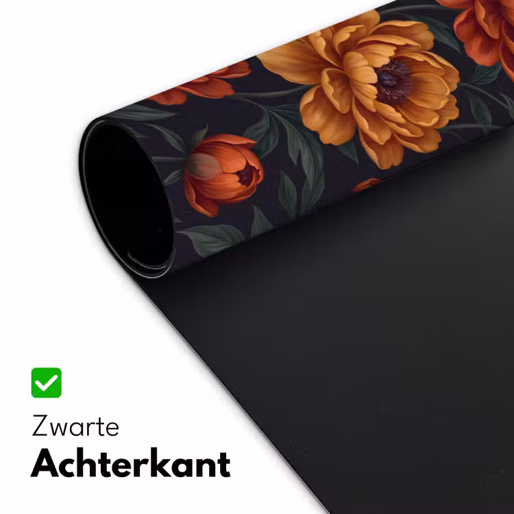 Bloemen - Bladeren - Natuur - Modern - Oranje Muismat XXL klein -sfeer2