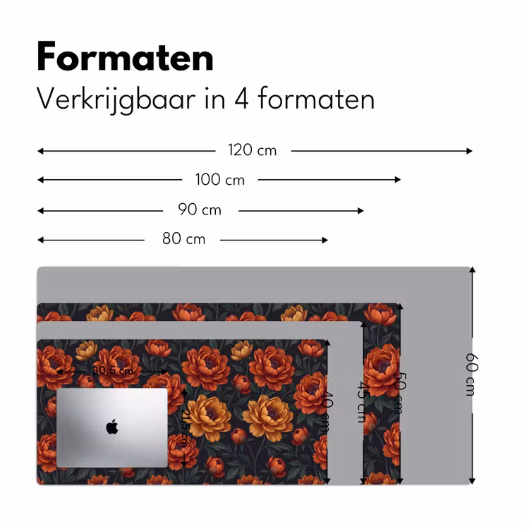 Bloemen - Bladeren - Natuur - Modern - Oranje Muismat XXL klein -sfeer5