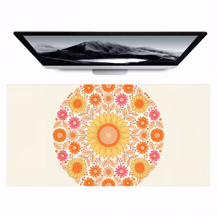 Bloemen - Mandala - Patroon - Kleurrijk Muismat XXL klein -zzz3d