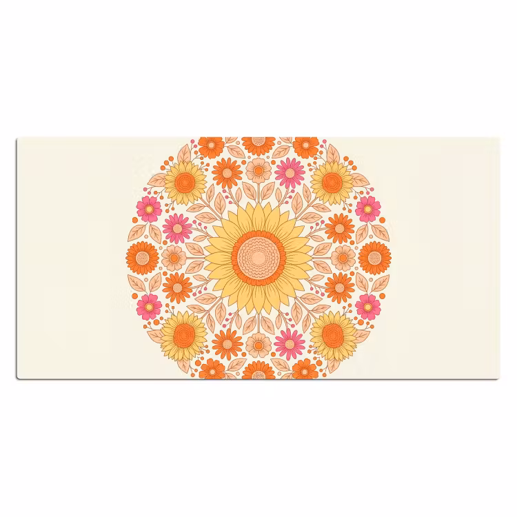 Bloemen - Mandala - Patroon - Kleurrijk Muismat XXL klein -3d_leeg