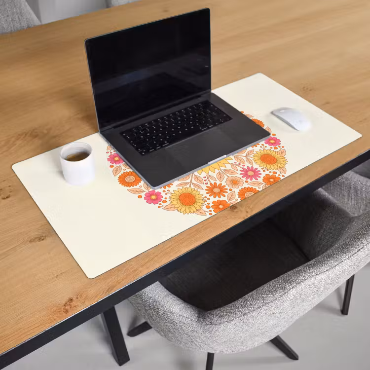 Bloemen - Mandala - Patroon - Kleurrijk Muismat XXL klein -sfeer1
