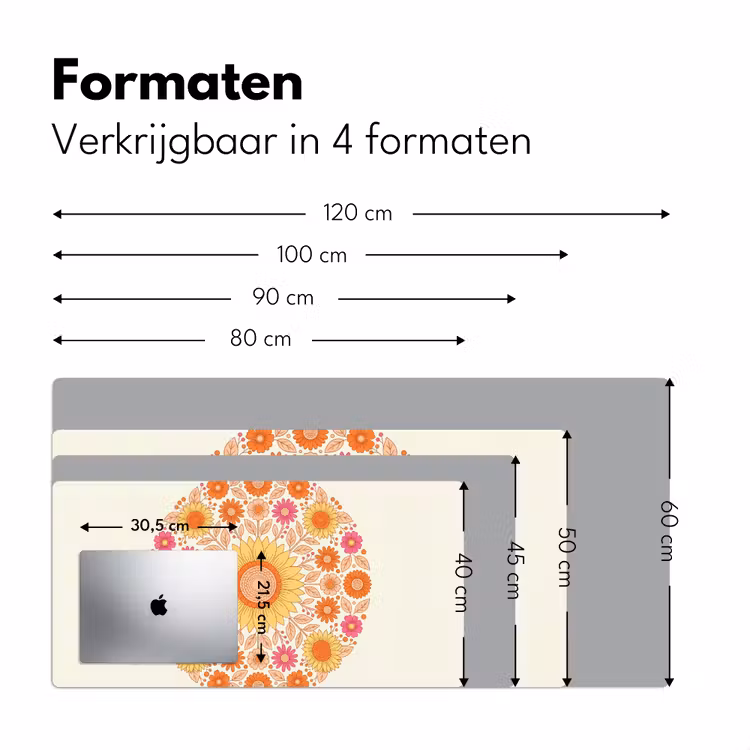Bloemen - Mandala - Patroon - Kleurrijk Muismat XXL klein -sfeer5