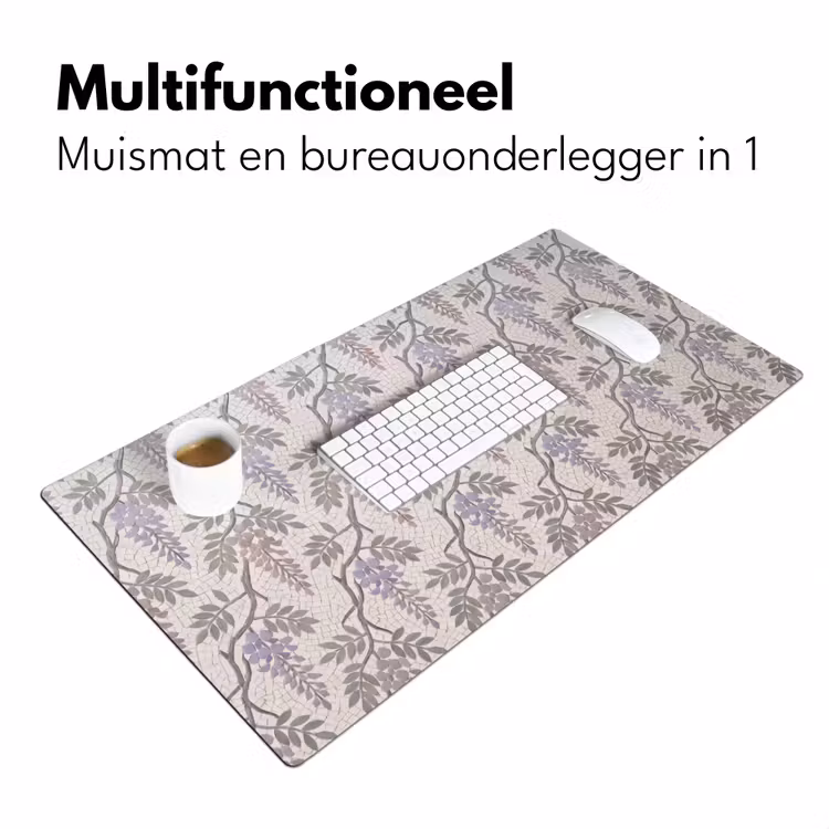 Bloemen - Mozaïek - Natuur - Patroon - Paars Muismat XXL klein -sfeer4