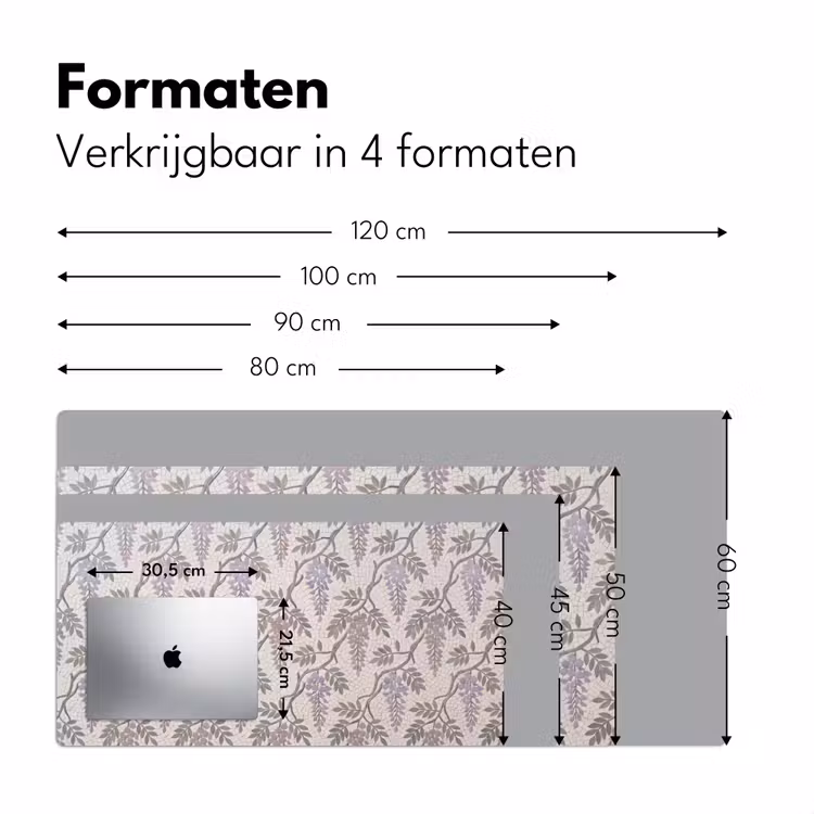Bloemen - Mozaïek - Natuur - Patroon - Paars Muismat XXL klein -sfeer5