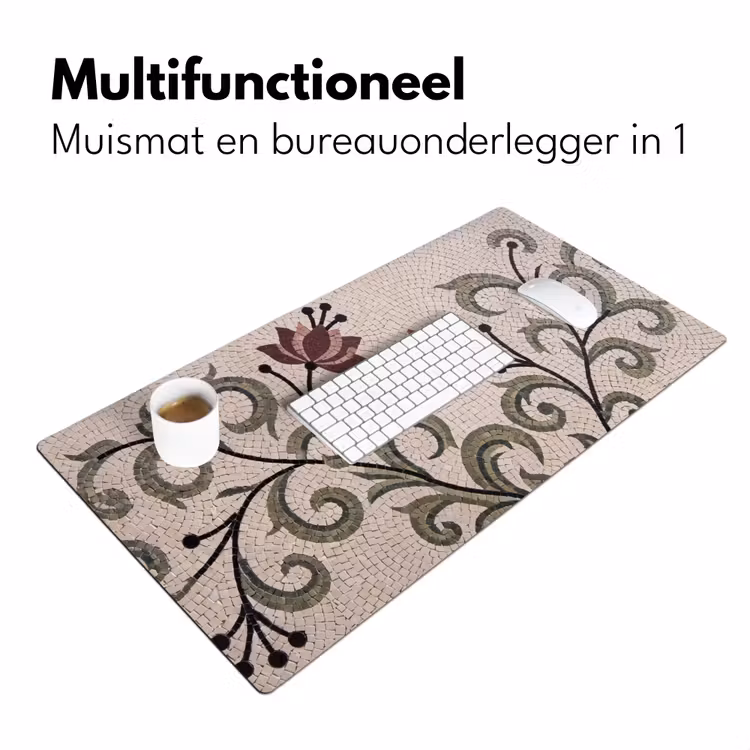 Bloemen - Mozaïek - Patroon - Abstract - Groen Muismat XXL klein -sfeer4