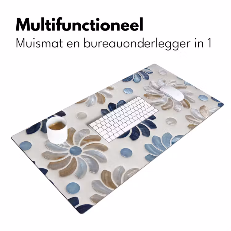 Bloemen - Parelmoer - Abstract - Patroon - Blauw Muismat XXL klein -sfeer4