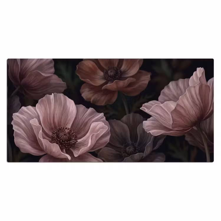 Bloemen - Natuur - Roze - Donker - Modern Muismat XXL klein -3d_leeg