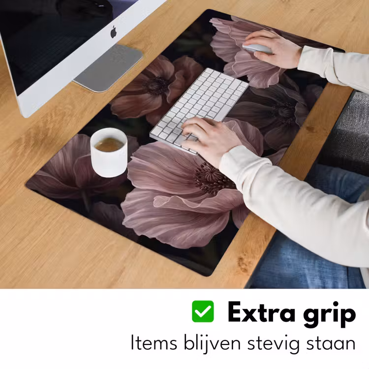 Bloemen - Natuur - Roze - Donker - Modern Muismat XXL klein -sfeer3
