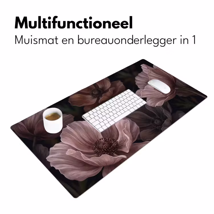 Bloemen - Natuur - Roze - Donker - Modern Muismat XXL klein -sfeer4