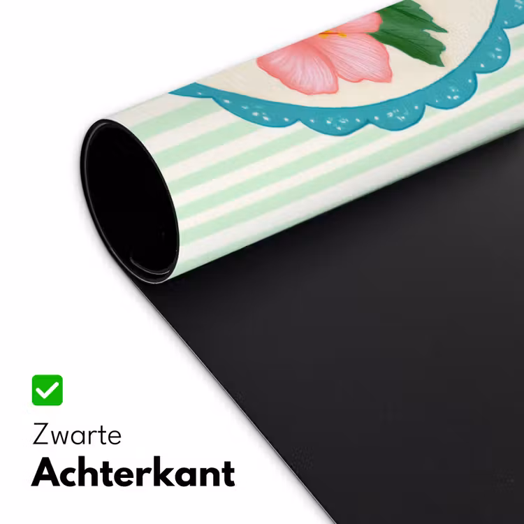 Bloemen - Ovaal - Strepen - Groen Muismat XXL klein -sfeer2