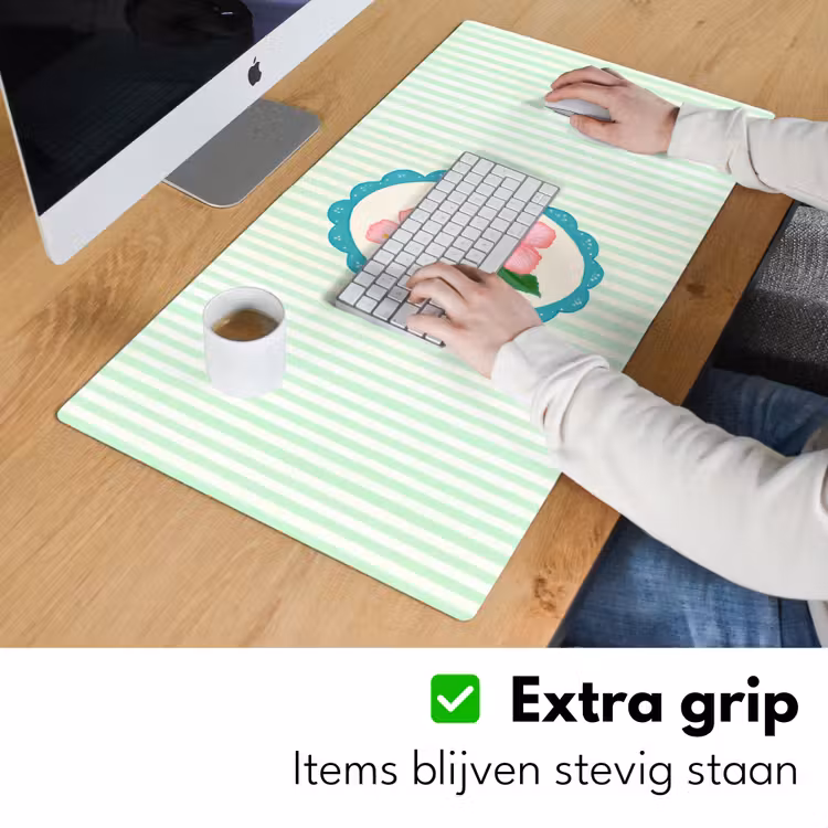 Bloemen - Ovaal - Strepen - Groen Muismat XXL klein -sfeer3
