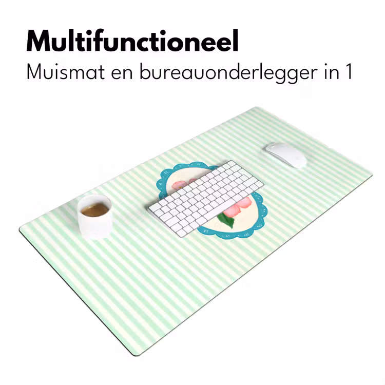 Bloemen - Ovaal - Strepen - Groen Muismat XXL klein -sfeer4