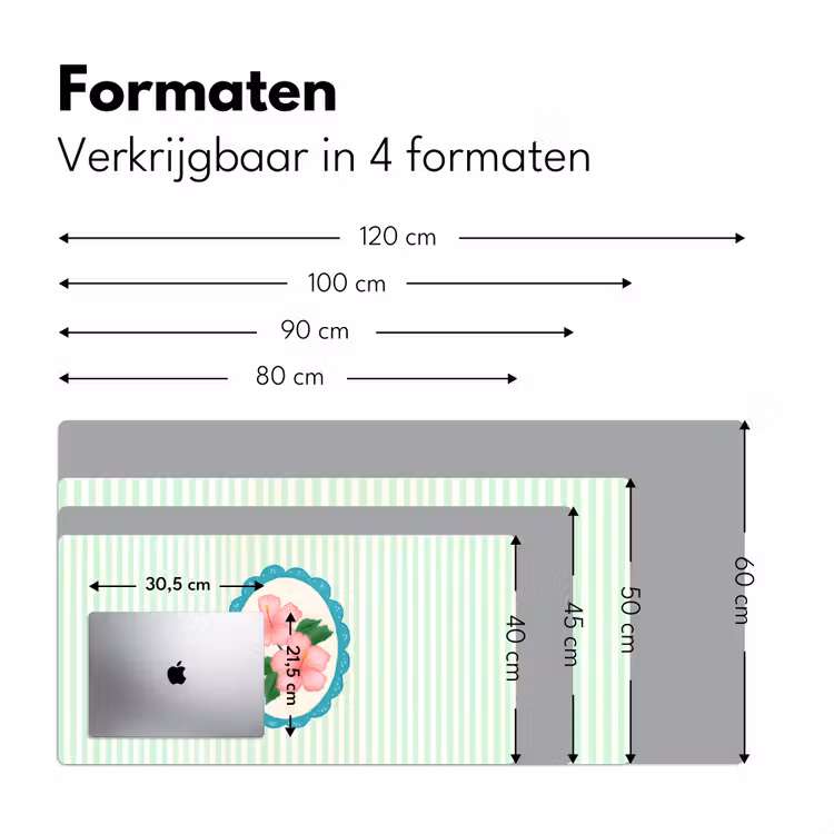 Bloemen - Ovaal - Strepen - Groen Muismat XXL klein -sfeer5