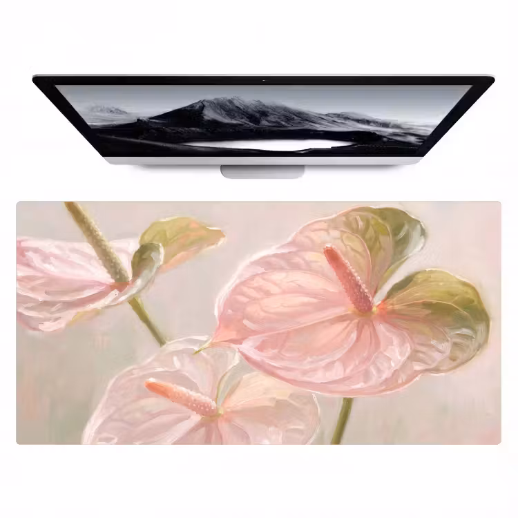 Bloemen - Pastel - Abstract - Natuur - Groen Muismat XXL klein -zzz3d