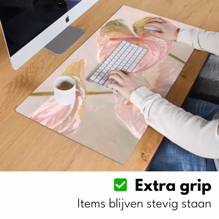 Bloemen - Pastel - Abstract - Natuur - Groen Muismat XXL klein -sfeer3