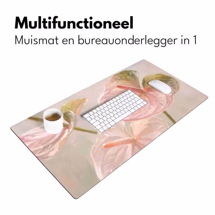 Bloemen - Pastel - Abstract - Natuur - Groen Muismat XXL klein -sfeer4