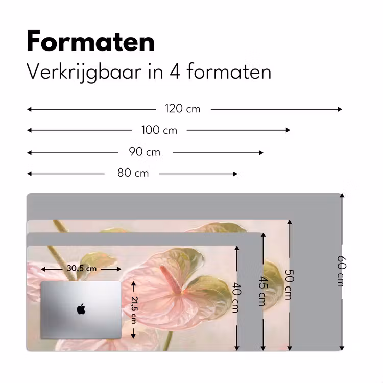 Bloemen - Pastel - Abstract - Natuur - Groen Muismat XXL klein -sfeer5