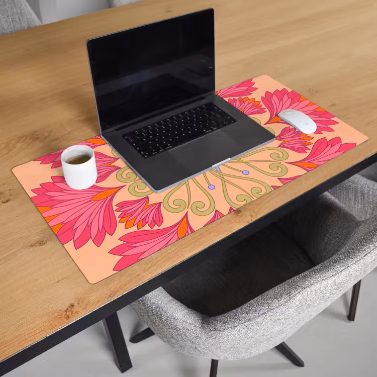 Bloemen - Patroon - Abstract - Roze - Decoratief Muismat XXL klein -sfeer1