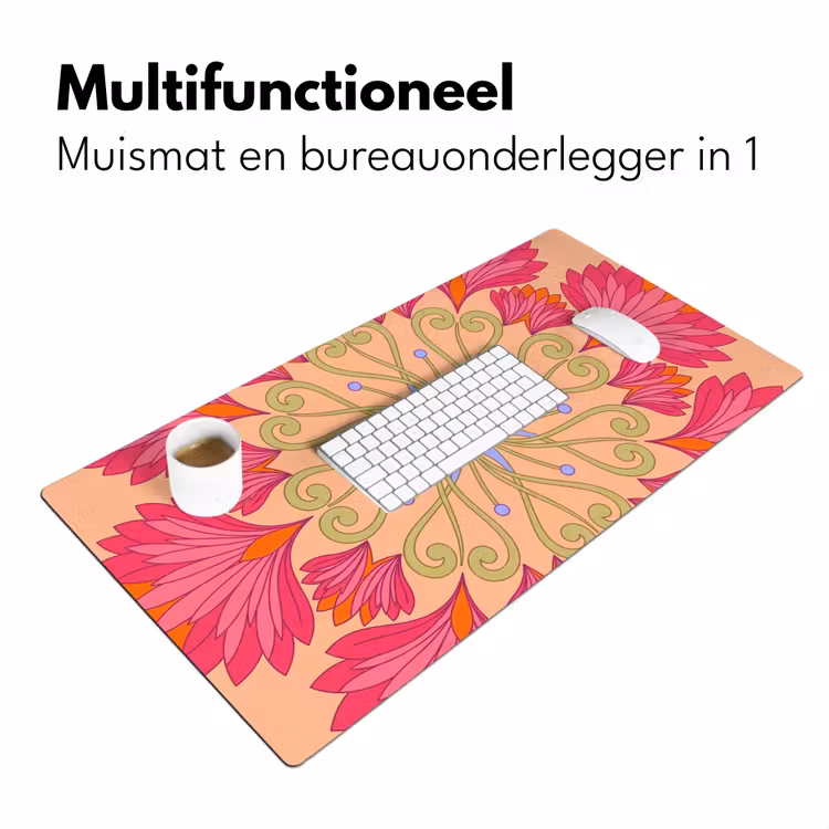 Bloemen - Patroon - Abstract - Roze - Decoratief Muismat XXL klein -sfeer4