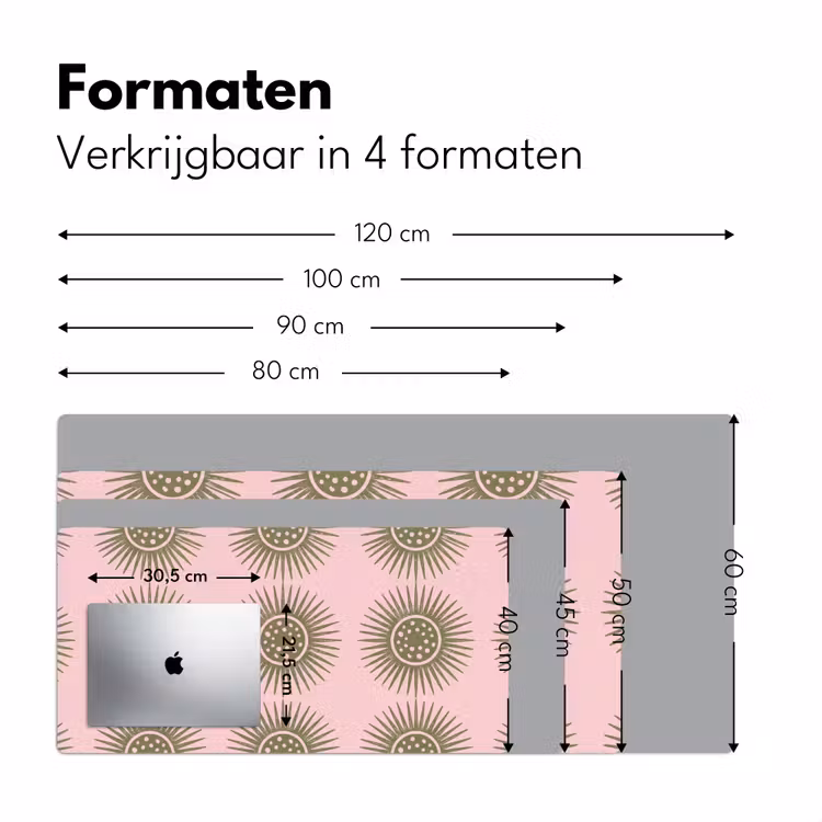 Bloemen - Patroon - Abstract - Roze - Groen Muismat XXL klein -sfeer5