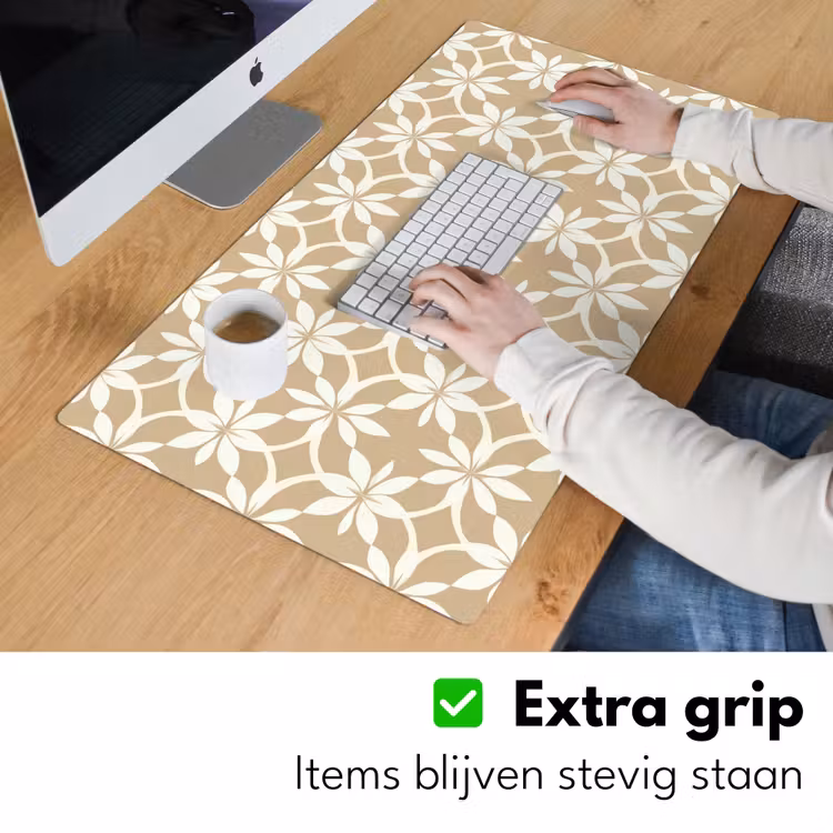 Bloemen - Patroon - Beige Muismat XXL klein 681 -sfeer3