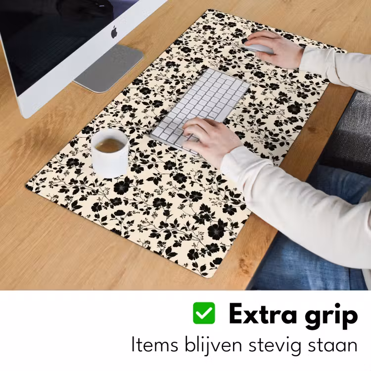 Bloemen - Dessin - Zwart Muismat XXL klein 681 -sfeer3