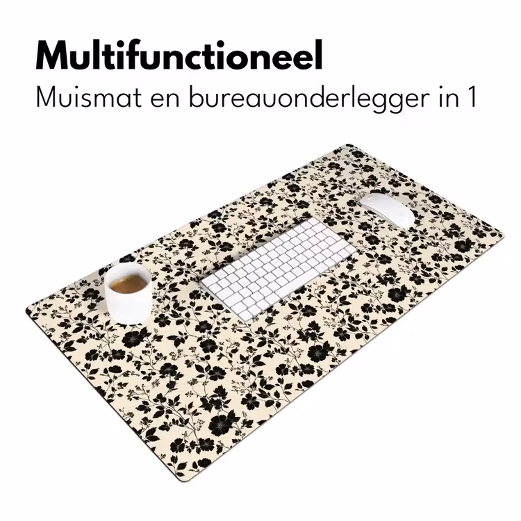 Bloemen - Dessin - Zwart Muismat XXL klein 681 -sfeer4